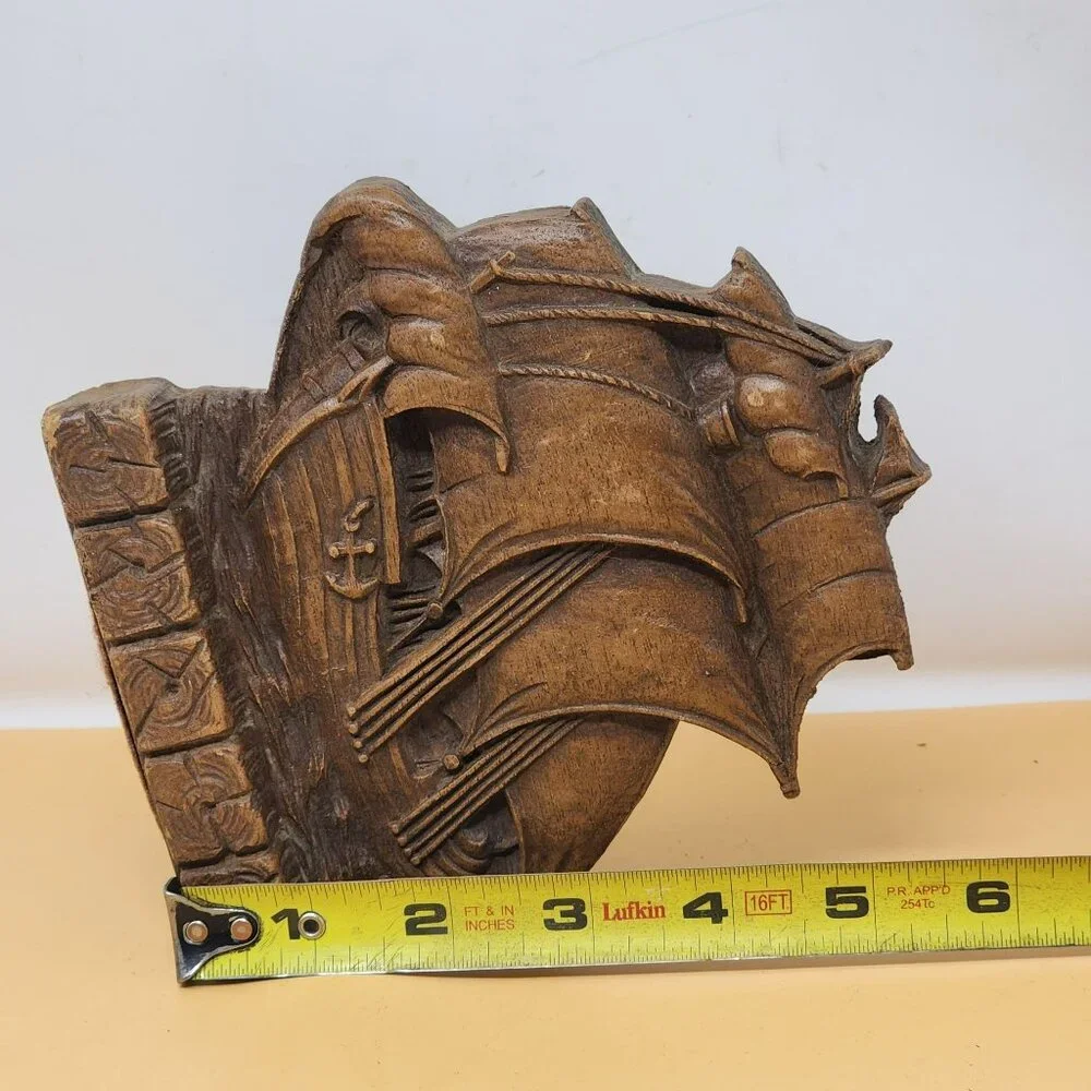 Vintage Ornawood Single Bookend‎ Sailing Ship Nautical